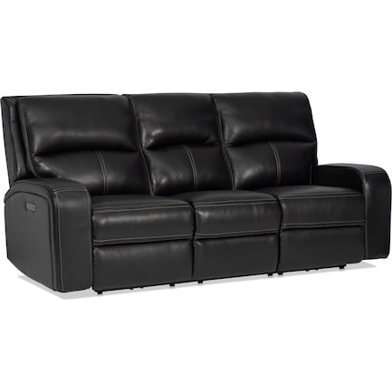 Burke Dual Power Reclining Leather Sofa - Black