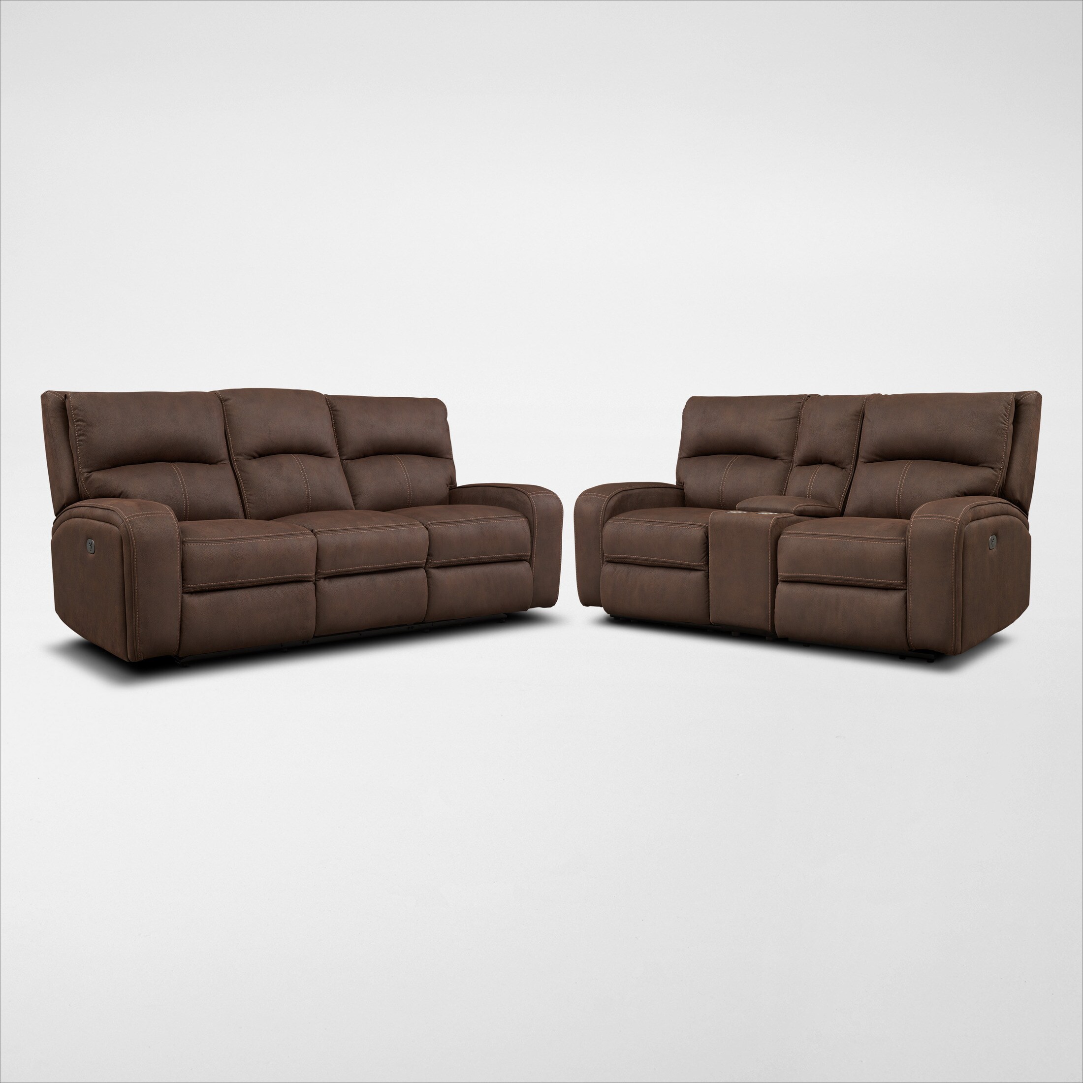 Burke DualPower Reclining Sofa and Loveseat Brown Value City Furniture