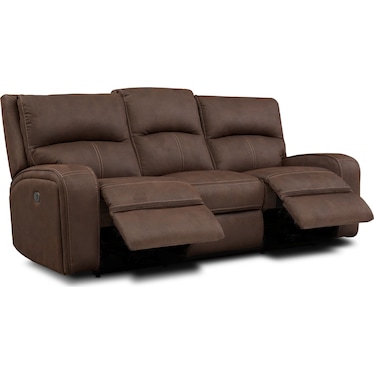 Burke Dual-Power Reclining Sofa and Loveseat with Console - Brown