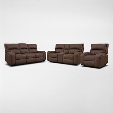 Burke Dual-Power Reclining Sofa, Loveseat and Recliner