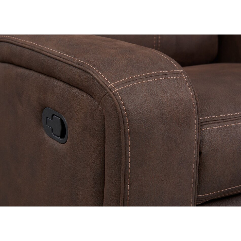 burke dark brown manual reclining loveseat   