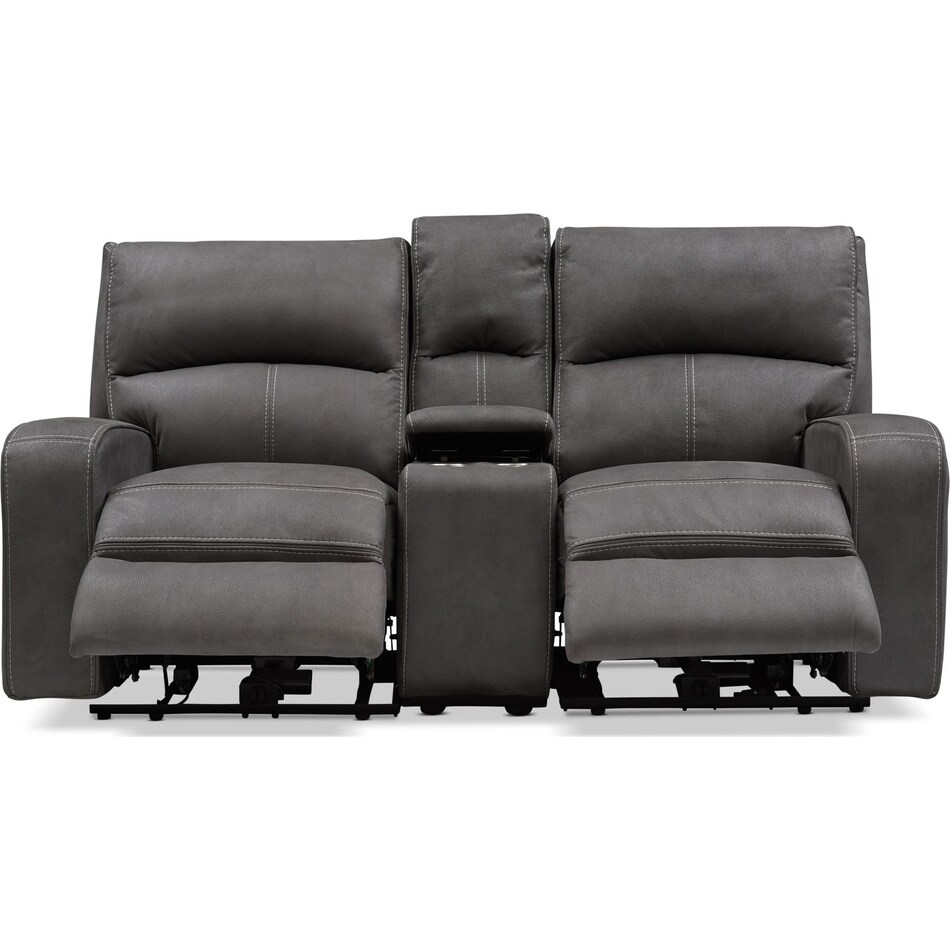 Burke DualPower Reclining Loveseat with Console Charcoal Value