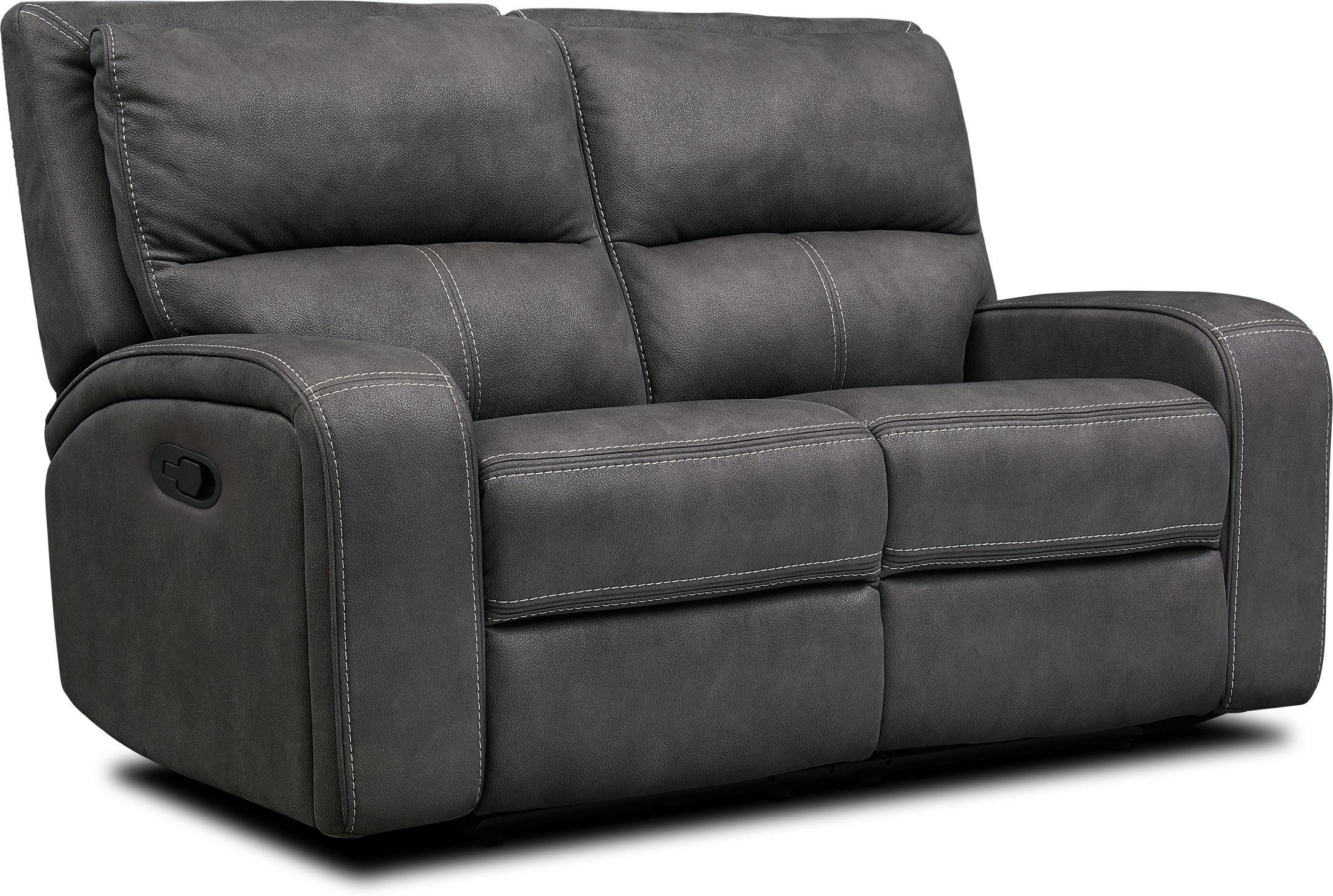 Burke Manual Reclining Loveseat- Charcoal | Value City Furniture