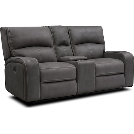 Burke Manual Reclining Loveseat with Console - Charcoal