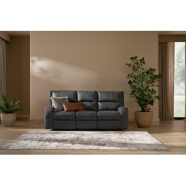 Burke Manual Reclining Sofa - Charcoal