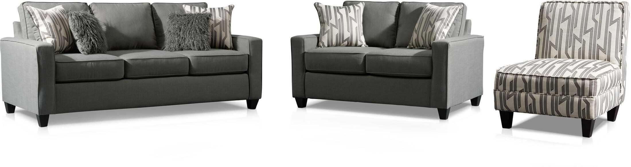 Burton Sofa, Loveseat and Accent Chair Smoke Value City Furniture