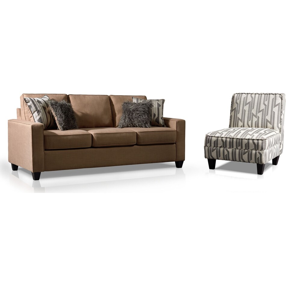 Burton Sofa and Accent Chair Set Taupe Value City Furniture