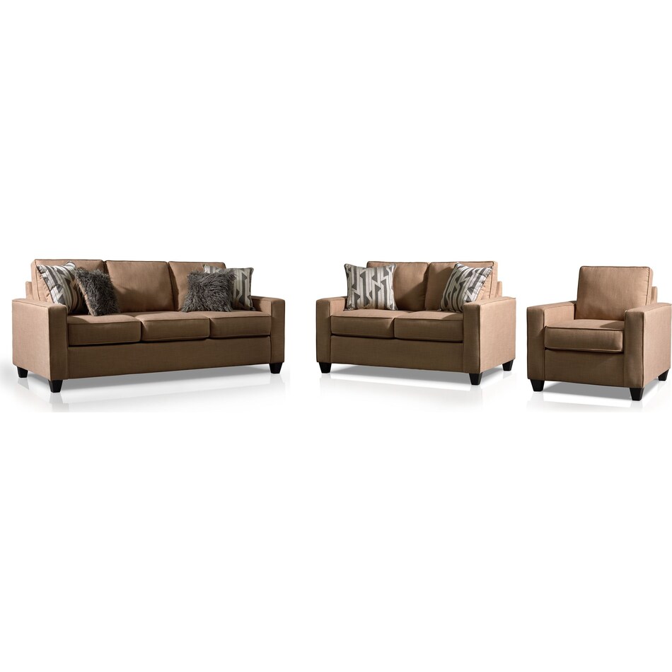 Burton Sofa, Loveseat and Chair Taupe Value City Furniture