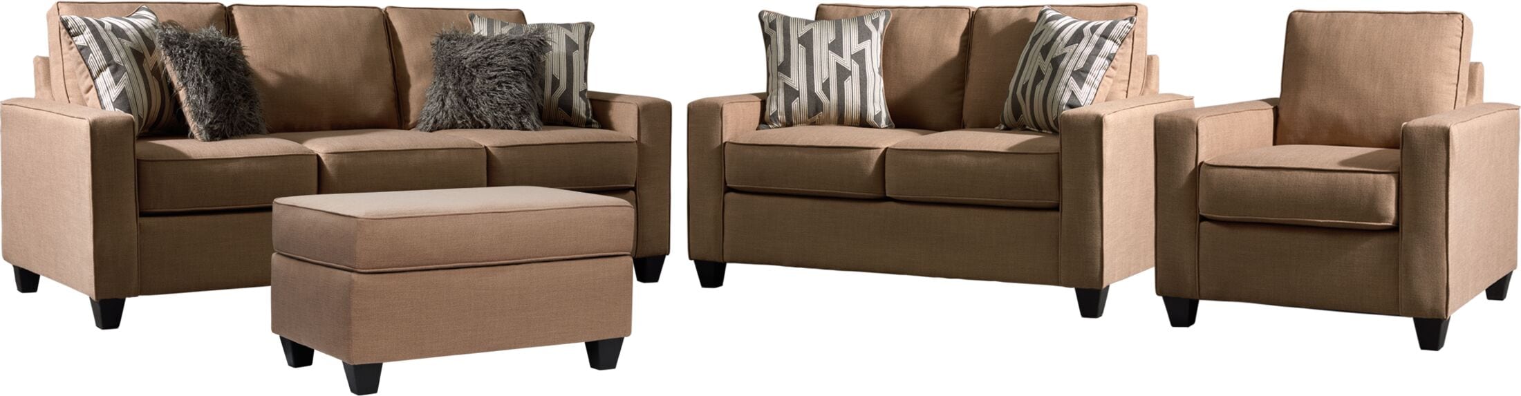 Burton Sofa, Loveseat, Chair and Ottoman Taupe Value City Furniture