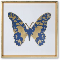 butterfly blue and gold wall art   