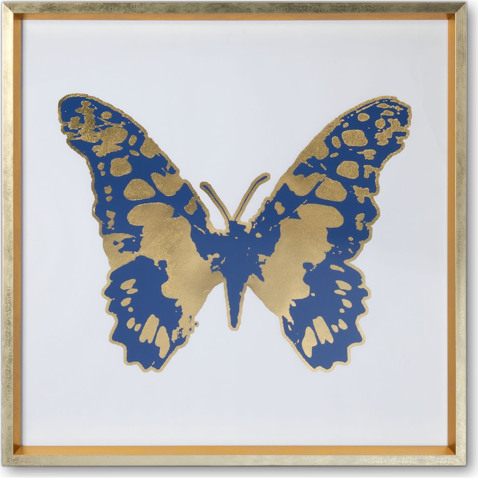 butterfly blue and gold wall art   