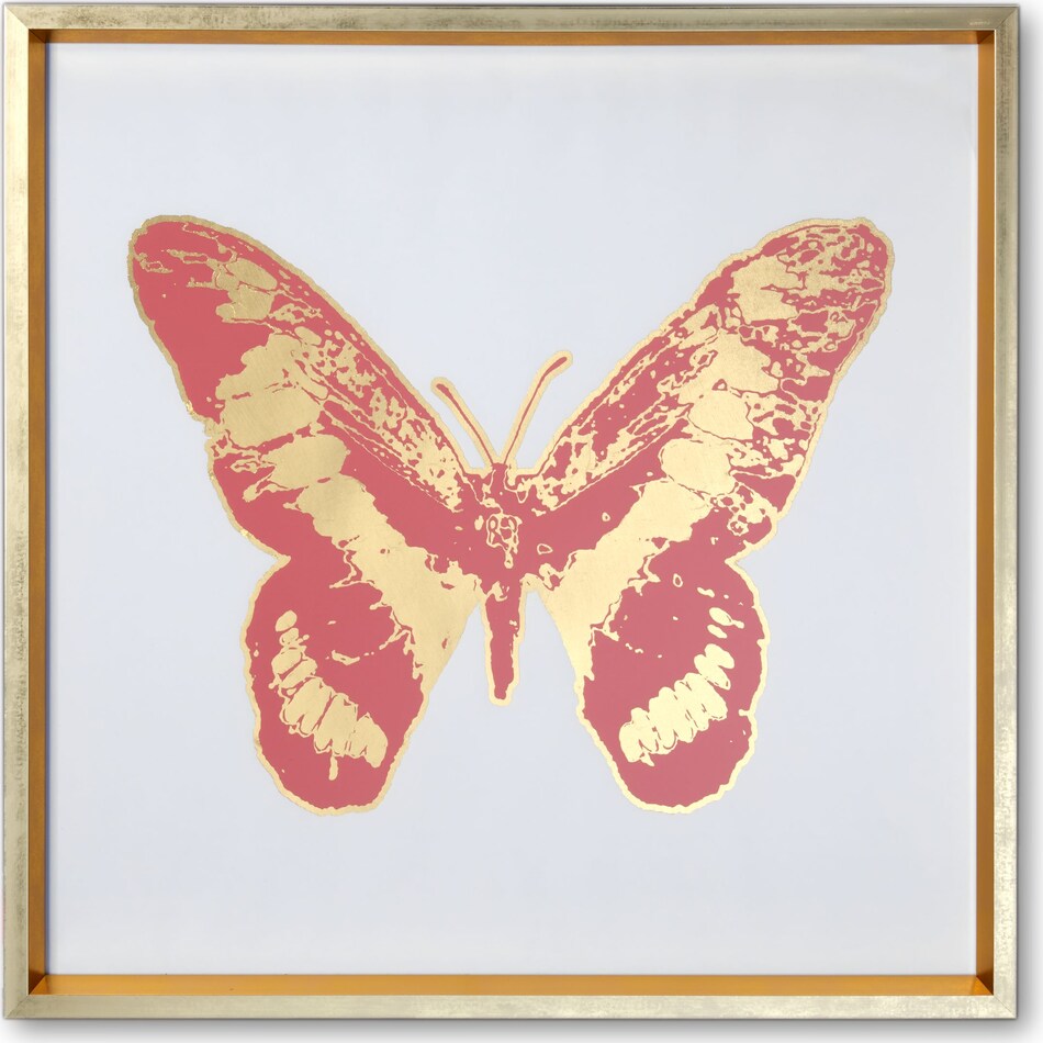 butterfly pink and gold wall art   