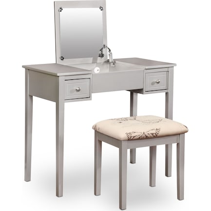 Butterfly Vanity Desk and Stool - Silver