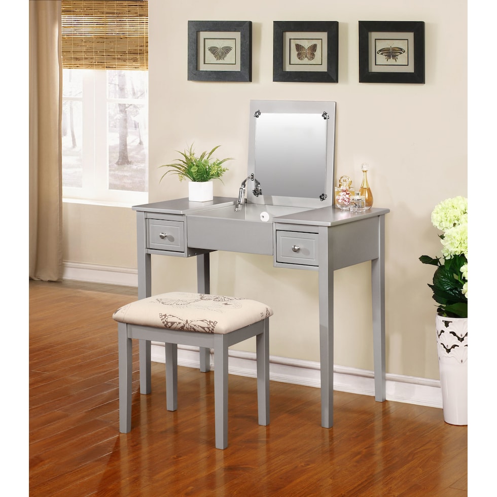 butterfly silver vanity desk   
