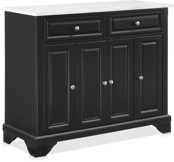 Byrde Kitchen Island Black/Marble Value City Furniture