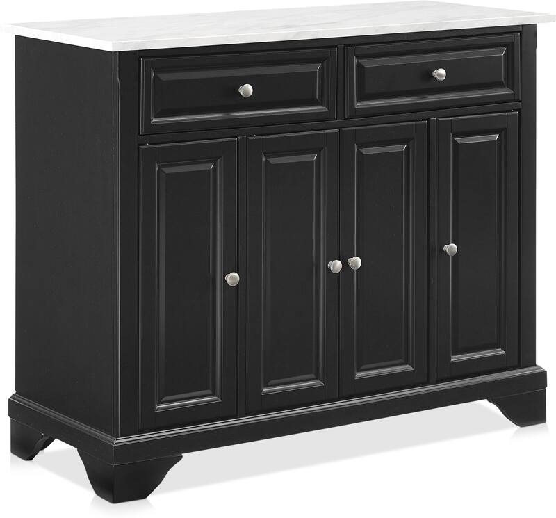 Byrde Kitchen Island Black/Marble Value City Furniture