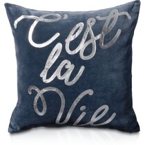 c'est la vie blue accent pillow   