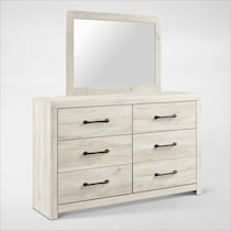 cabin white dresser and mirror   