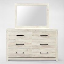 cabin white dresser and mirror   