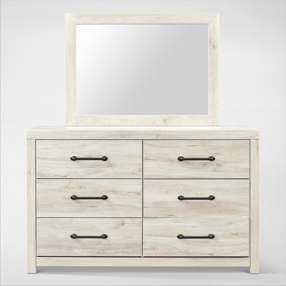 cabin white dresser and mirror   