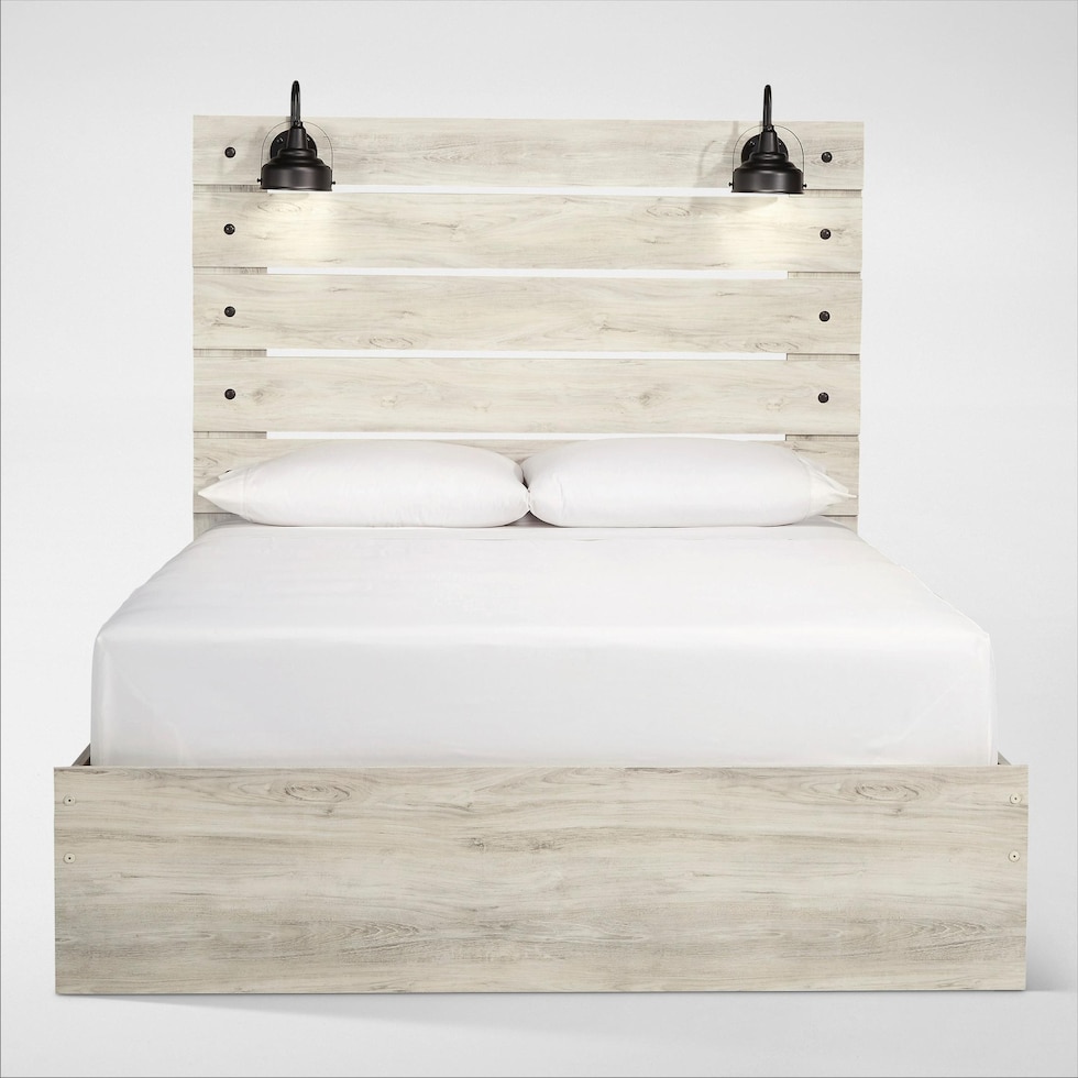 cabin white queen bed   