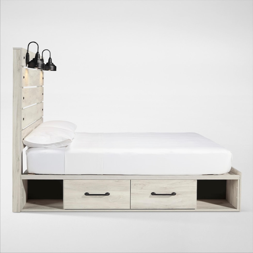cabin white queen bed   