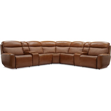 Cabrera 7-Piece Dual-Power Sectional With Console - Brown