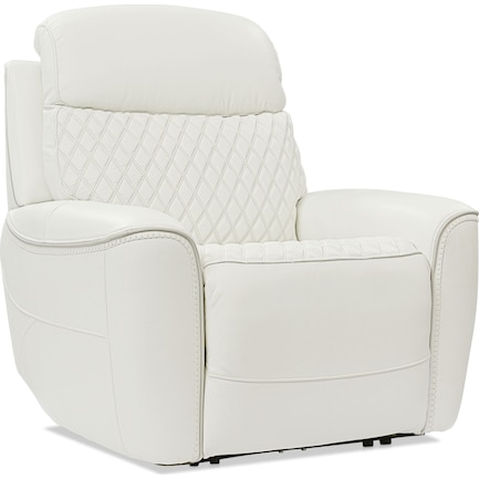 Cabrera Dual-Power Leather Recliner - White