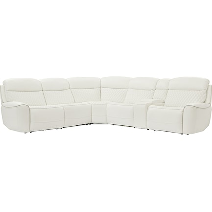 Cabrera 6-Piece Dual-Power Sectional With Console - White