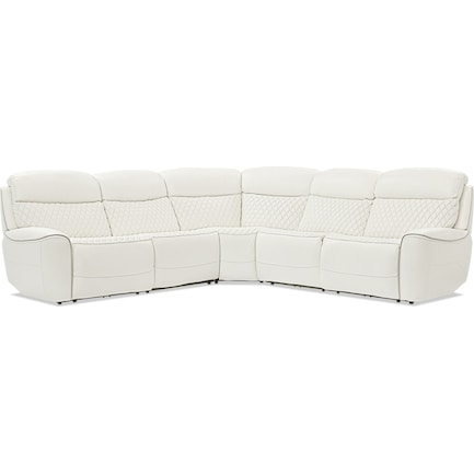 Cabrera 5-Piece Dual-Power Sectional With 3 Reclining Seats - White