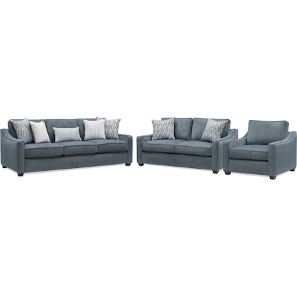 Callie Sofa, Loveseat and Chair - Navy
