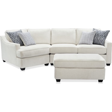 Callie 2-Piece Sectional with Left-Facing Cuddler and Ottoman - Ivory