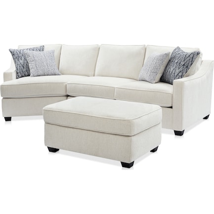 Callie 2-Piece Sectional with Left-Facing Cuddler and Ottoman - Ivory