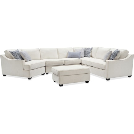 Callie 3-Piece Sectional with Left-Facing Cuddler and Ottoman - Ivory