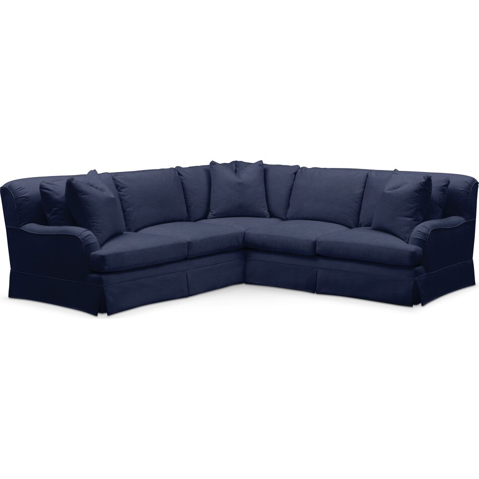 campbell blue  pc sectional with right facing loveseat   