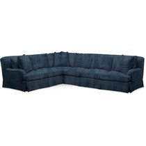 campbell blue  pc sectional with right facing sofa   