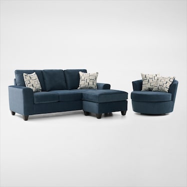 Canyon Sofa with Reversible Chaise and Swivel Chair Set
