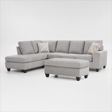 2-Piece Sofa Sectional with Chaise and Storage Ottoman