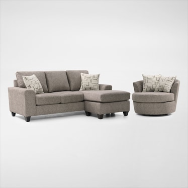 Canyon Sofa with Reversible Chaise and Swivel Chair Set