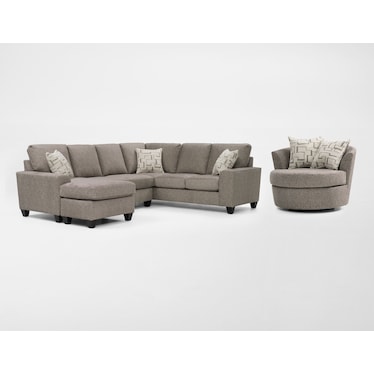 Canyon 2-Piece Sectional and Swivel Chair Set