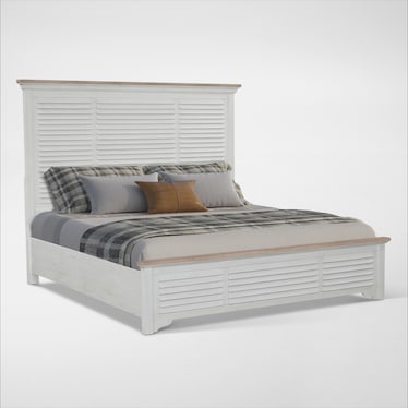 Cape May Queen 6-Piece Panel Bedroom Set with Dresser, Mirror and Nightstand - Two Tone