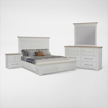 Cape May 6-Piece Storage Bedroom Set with Dresser, Mirror and Nightstand