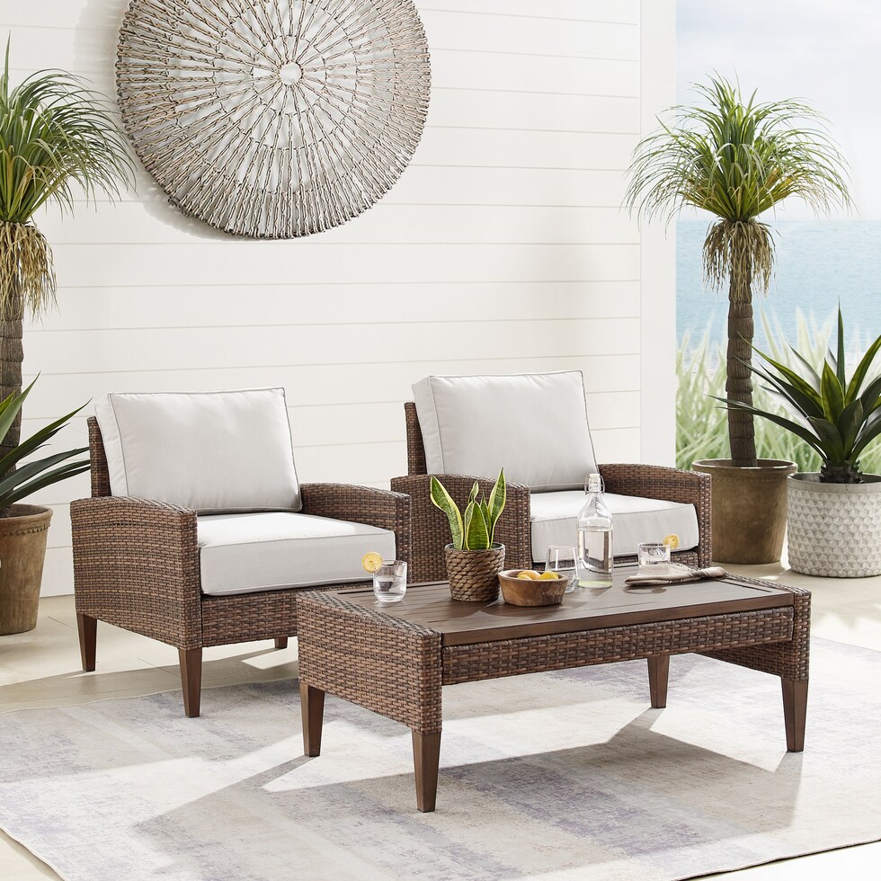 capri dark brown outdoor chair set   