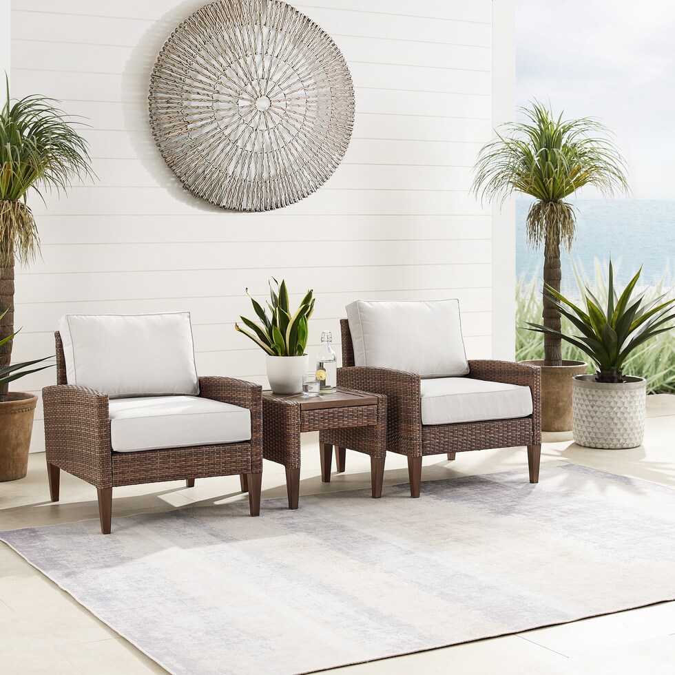 capri dark brown outdoor chair set   