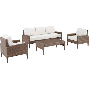 Capri Outdoor Sofa, Set of 2 Chairs and Coffee Table