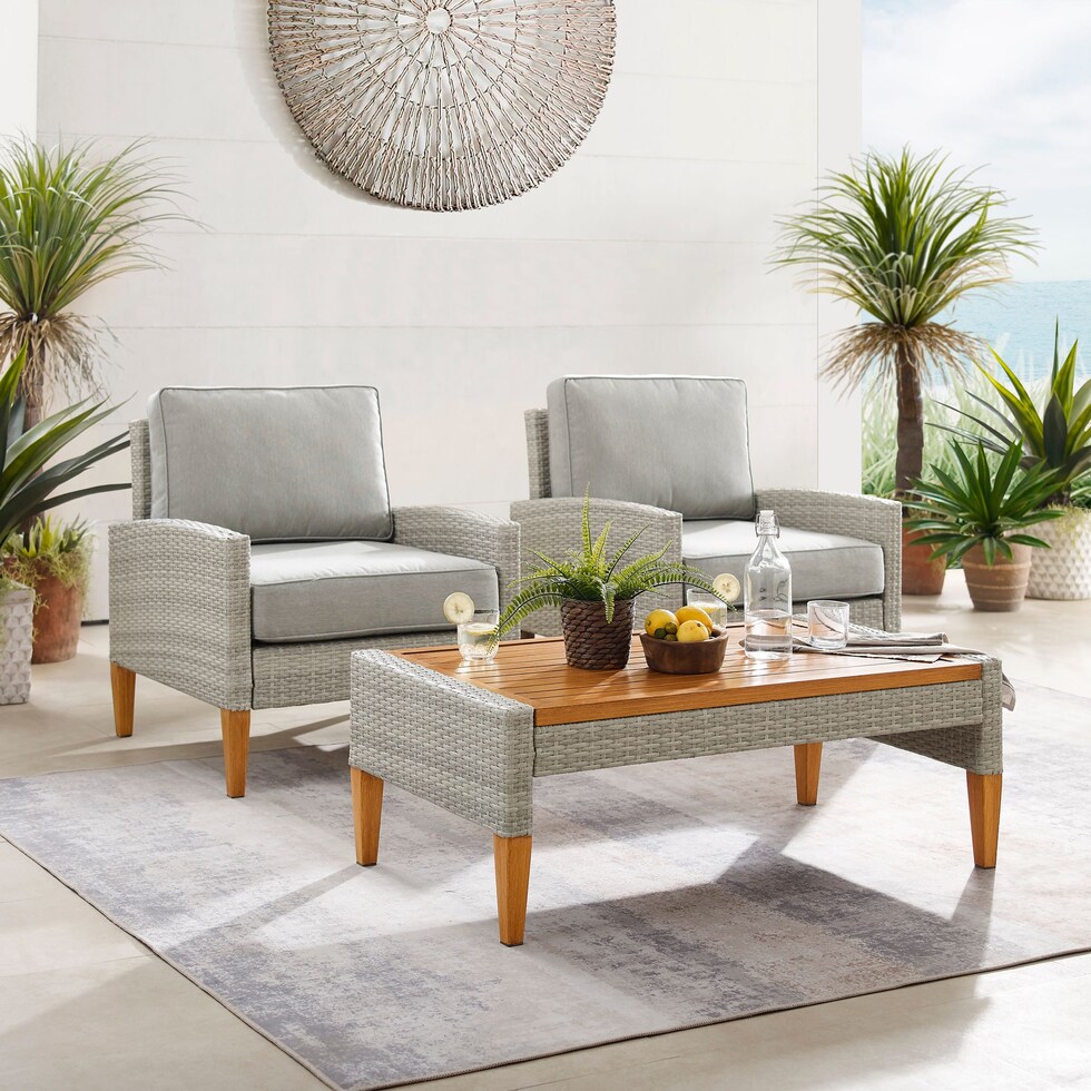 capri gray outdoor chair set   