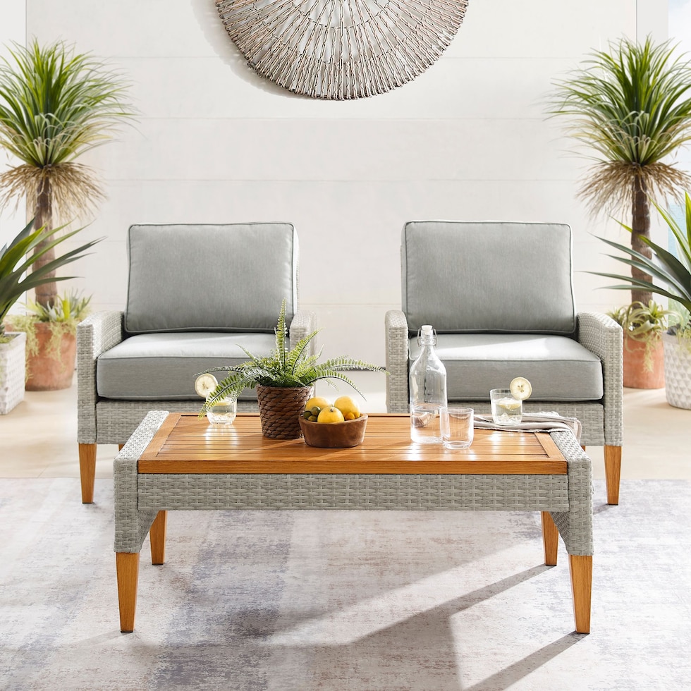 capri gray outdoor chair set   