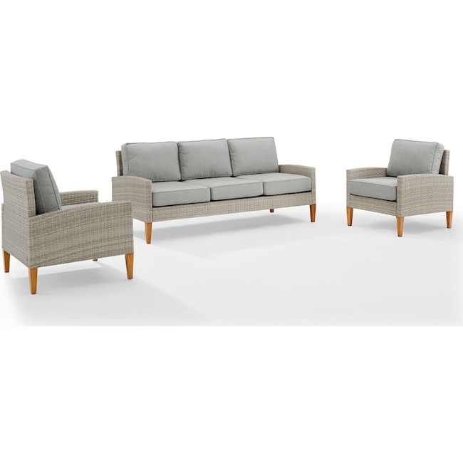 Outdoor Furniture - Capri Outdoor Sofa and Set of 2 Chairs