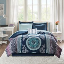 carise blue twin bedding set   