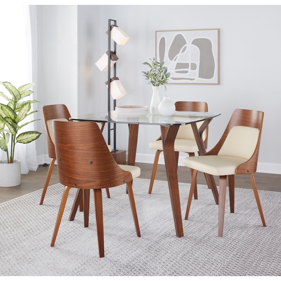 carla cream walnut dining chair   